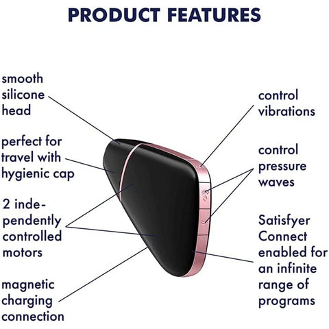 Satisfyer App Enabled Love Triangle Clitoral Massager Black > Sex Toys For Ladies > Clitoral Vibrators and Stimulators