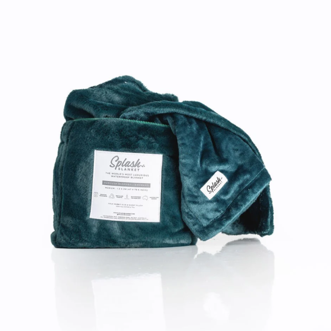 Furlush Splash Blanket Small Emerald Green for Cozy Snuggles Default Title Play Sheets
