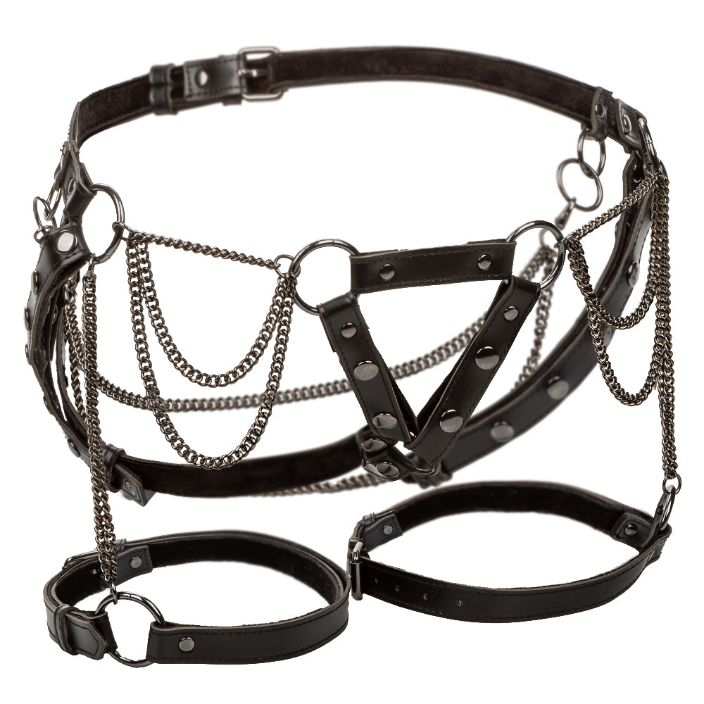 Euphoria Collection Plus Size Black Thigh Harness With Chains and Adjustable Straps Harnesses & Strap-Ons