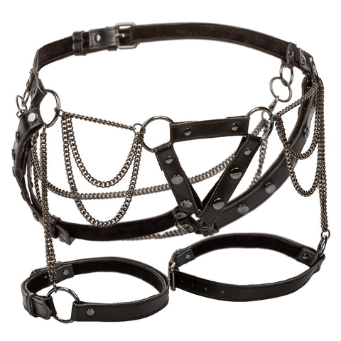 Euphoria Collection Plus Size Black Thigh Harness With Chains and Adjustable Straps Harnesses & Strap-Ons