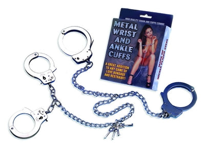 Metal Wrist and Ankle Cuffs Set in Silver Color, Adjustable Size Default Title > Bondage Gear > Restraints