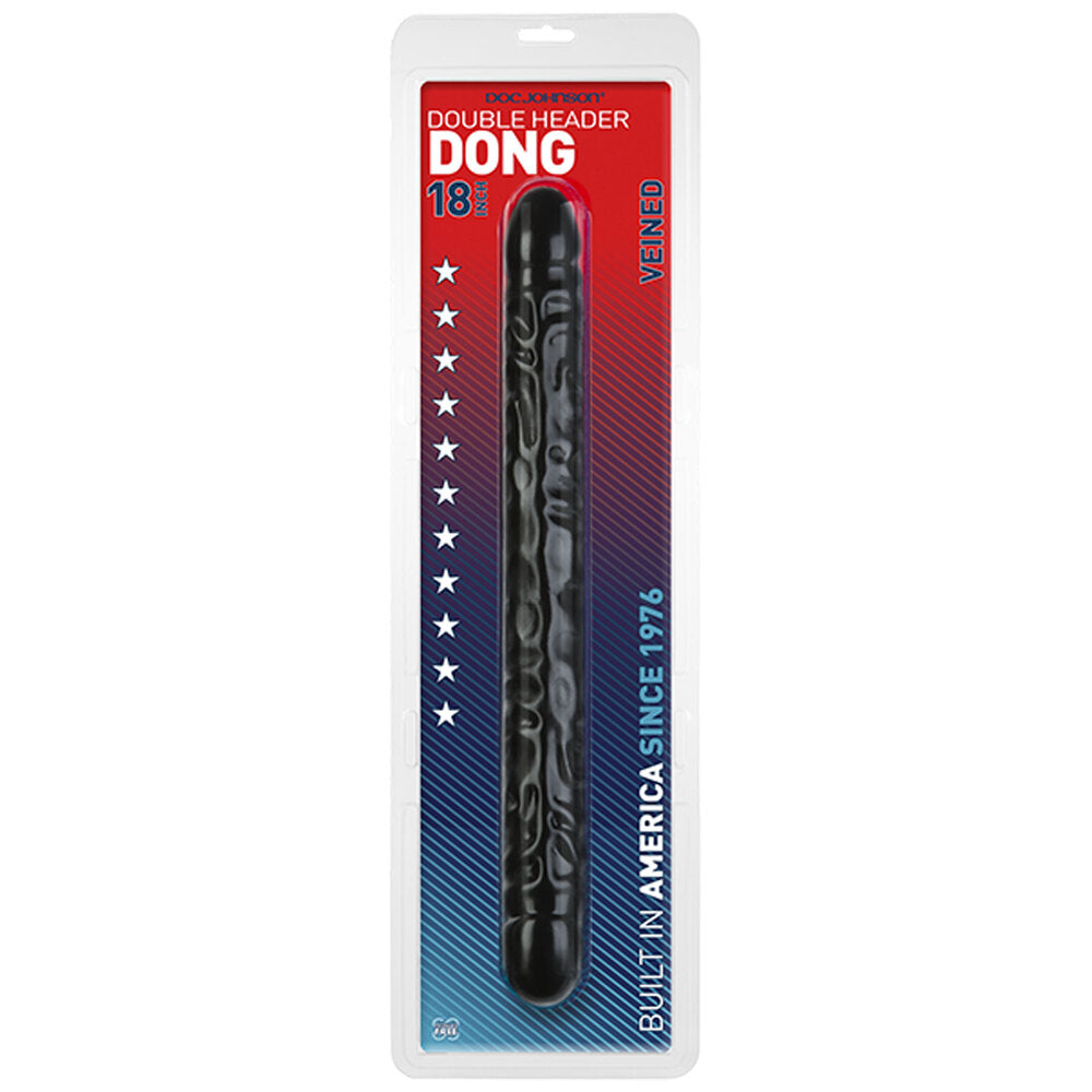 Double Header 18 Inch Veined Dong Black > Realistic Dildos and Vibes > Double Dildos