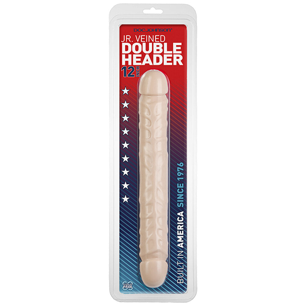 Jr Veined Double Header 12 Inch Dong Flesh Pink Double Dongs