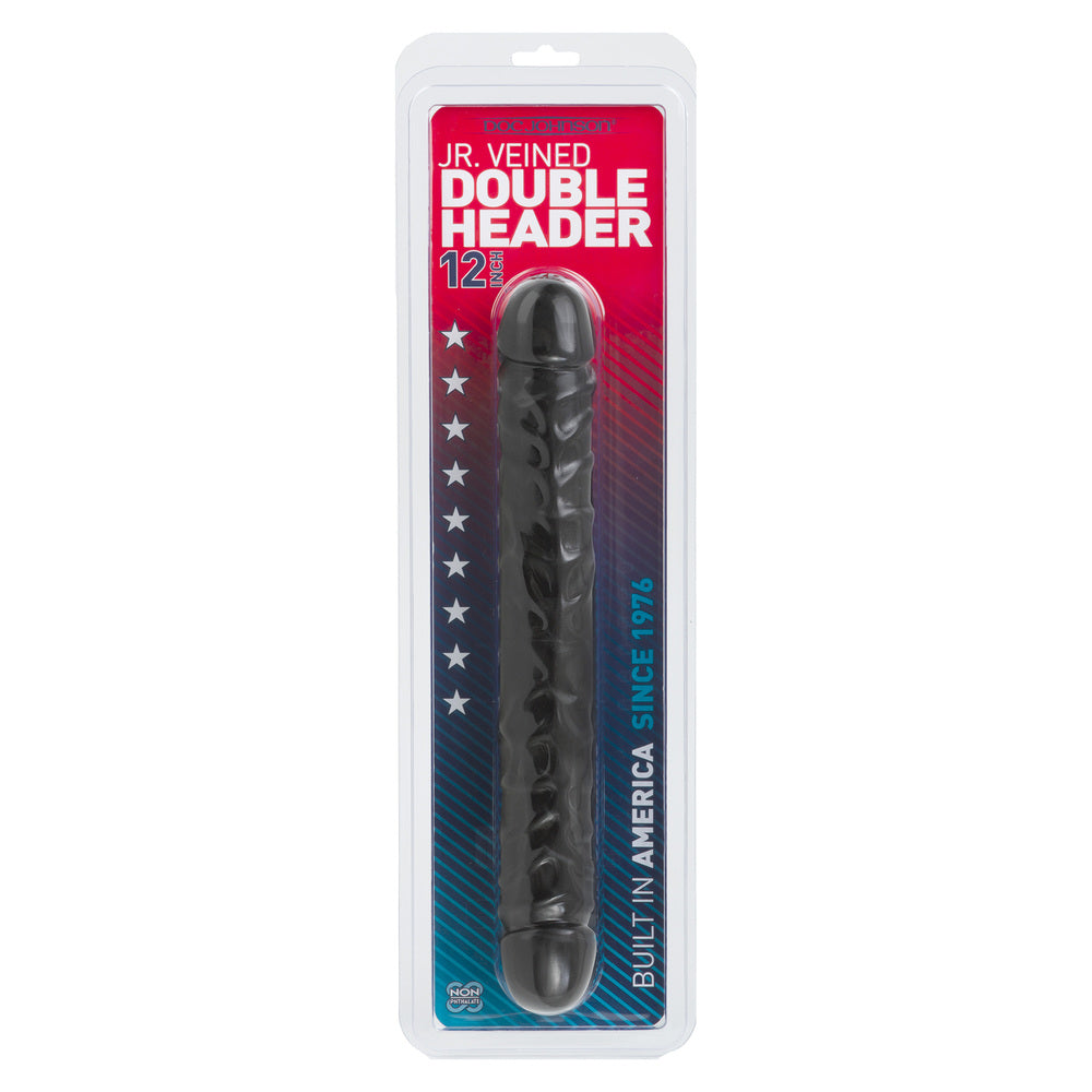 Jr Veined Double Header 12 Inch Bender Dong Black Double Dongs
