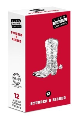 Four Seasons Studs and Ribs Lubricated Condoms Pack of 12 Studded and Ribbed Texture Secondary image