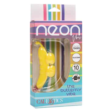 Neon Vibes The Butterfly Vibe Yellow Silicone Finger Teaser with 10 Functions and USB Rechargeable Finger Stimulator