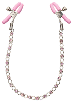 Nipple Play Crystal Chain Adjustable Nipple Clamps with Pink Silicone Coating and Sparkling Crystals > Sex Toys > Nipple Clips