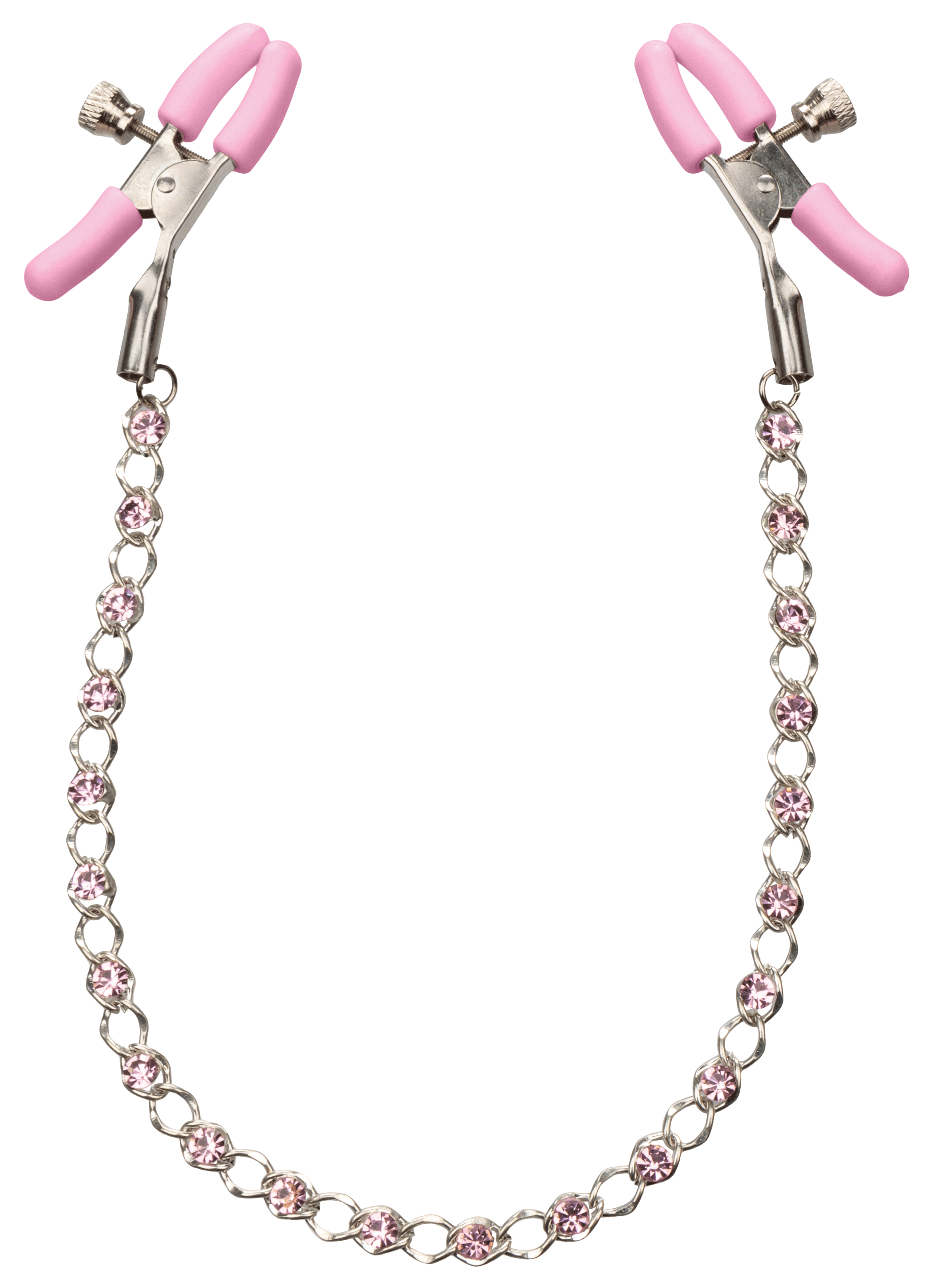 Nipple Play Crystal Chain Adjustable Nipple Clamps with Pink Silicone Coating and Sparkling Crystals > Sex Toys > Nipple Clips