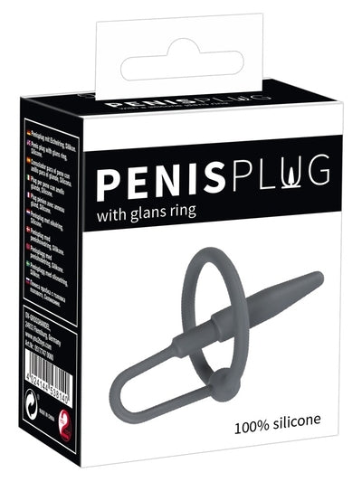 Penis Plug with Glans Ring Silicone Dilator 6.3 cm Length, Flexible 3 cm Inner Ring Default Title Sounding Rods