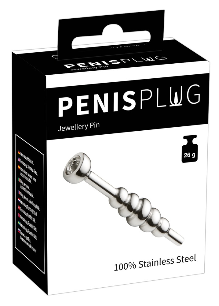 Penis Plug Jewellery Pin in Silver and Black, Small Size Default Title Sounding Rods