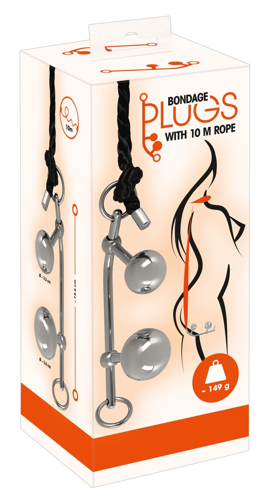 Bondage Plug With 10M Rope in Black and Silver for Bondage Play Default Title Rope
