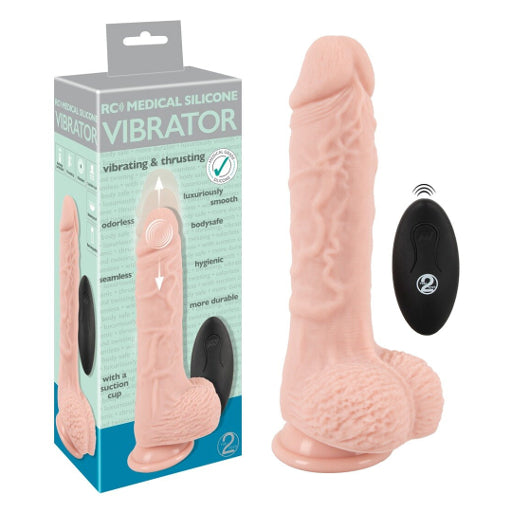 Medical Silicone Rc 8.25 Inch Flesh Vibrator for Realistic Pleasure Default Title DONGS Thrusting