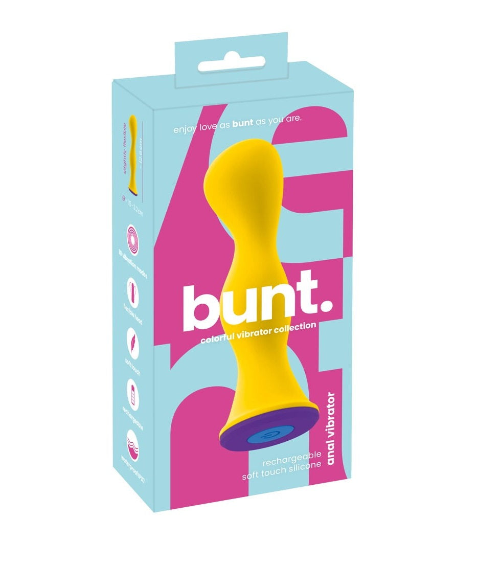 Bunt Anal Vibrator Rechargeable Soft Touch Silicone 12.6 cm Yellow and Purple Default Title ANAL TOYS