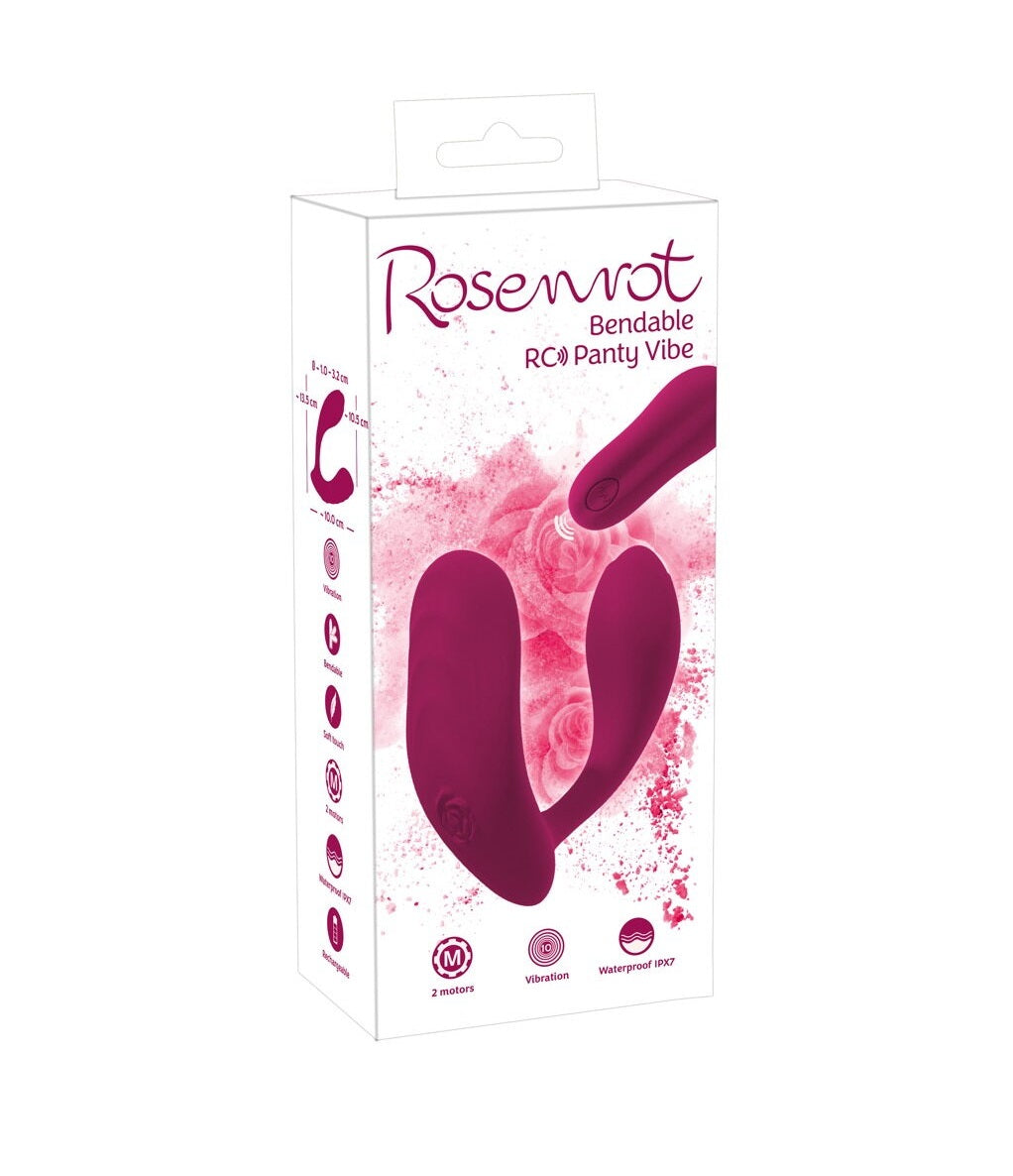 Rose Bendable Panty Vibe Rose Pink Silicone 13.5 cm with Remote Control and 10 Vibration Modes Default Title Panty Vibrators