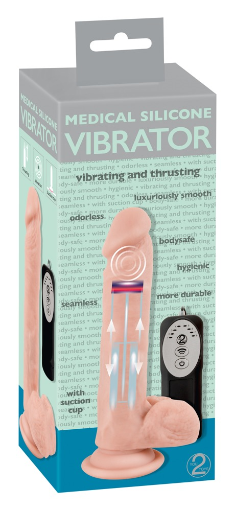 Medical Silicone Thrusting Vibrator – Realistic Thrusting Vibrator 7.75 Inches Flesh Pink > Dildos > Thrusting Dildos