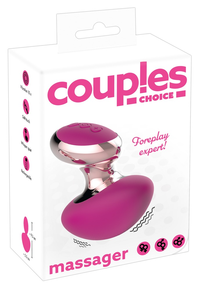Couples Choice Massager Pink Silicone and ABS Plastic 9.3 cm x 5.5 cm Rechargeable with 10 Vibration Modes Default Title Electric Massager