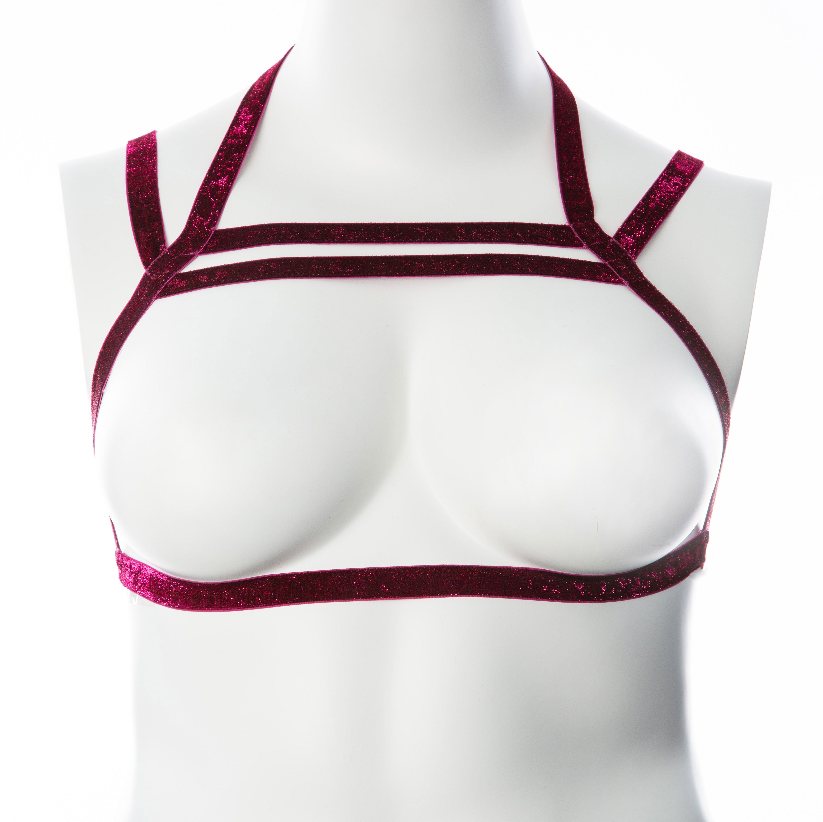 Gender Fluid Sugar Coated Harness L-XXL Metallic Raspberry Stretch Chest Harness > Clothes > Womens Harnesses