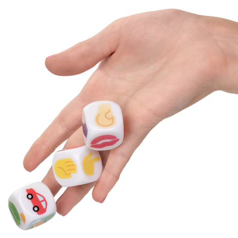 CalExotics Emojigasm Dice Naughty Acrylic Game for Couples 3 Piece Set Games