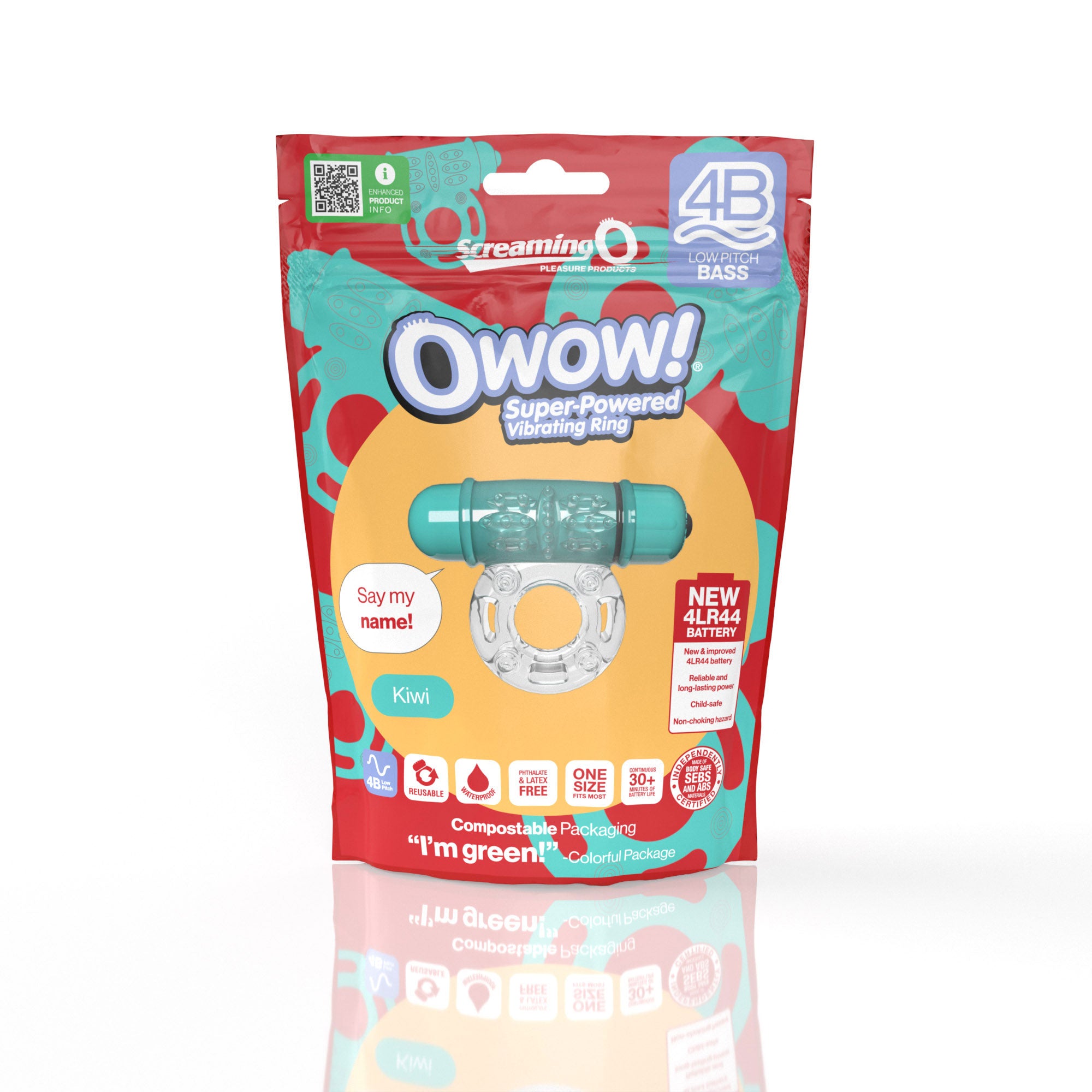 Owow 4B Low Pitch Bass (Kiwi) > Cock Ring > Vibrating