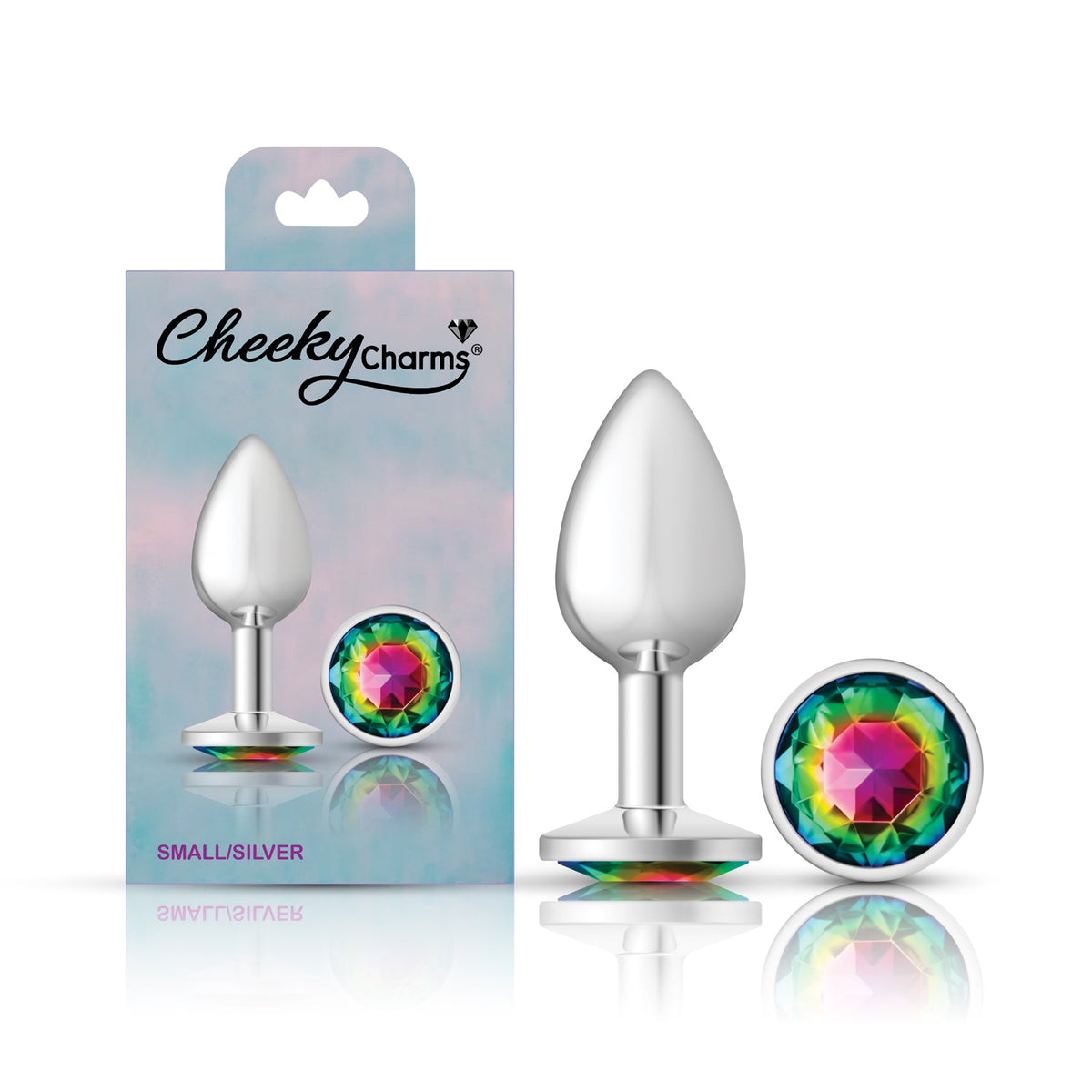 Cheeky Charms Round Jewel Butt Plug – Gunmetal or Silver, Metal Anal Plug with Gem (Small, Medium, Large) > Anal Range > Jewel Butt Plugs