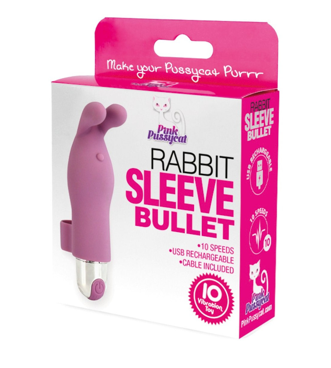 Pink Pussycat Rabbit Sleeve Bullet – Remote Rechargeable > Vibrators > Finger Vibrators
