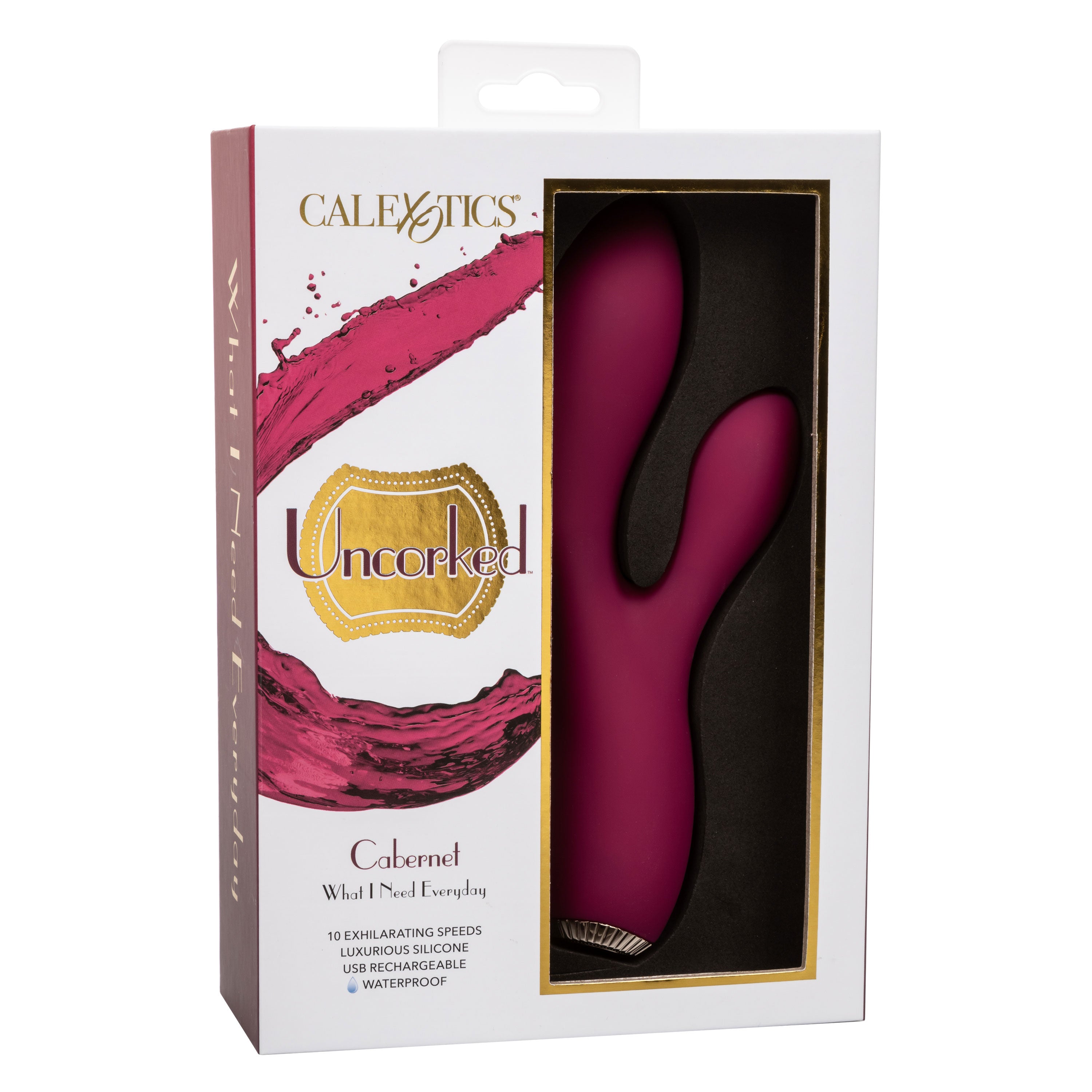Uncorked Cabernet Dual Massager in Deep Wine Red with 10 Speeds and Silicone Vibrator > Vibrators > Ladies > Rabbit