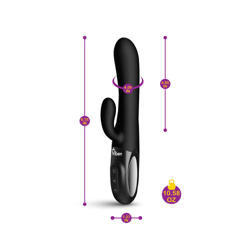 Viben Hypnotic Thrusting Rabbit Vibe with Swinging Clit Stimulator in Black VIBRATORS-RABBIT