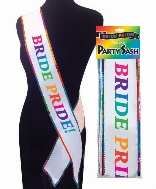Bride Pride Sash Glitter Rainbow Design Novelty Accessory Hens Party Celebration Sash Default Title > Novelties > Party Supplies