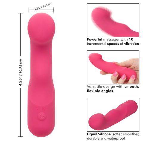 Liquid Silicone Pixies Curvy Pink Flexible Curved Massager with 10 Speeds > Vibrators > Standard Vibrators
