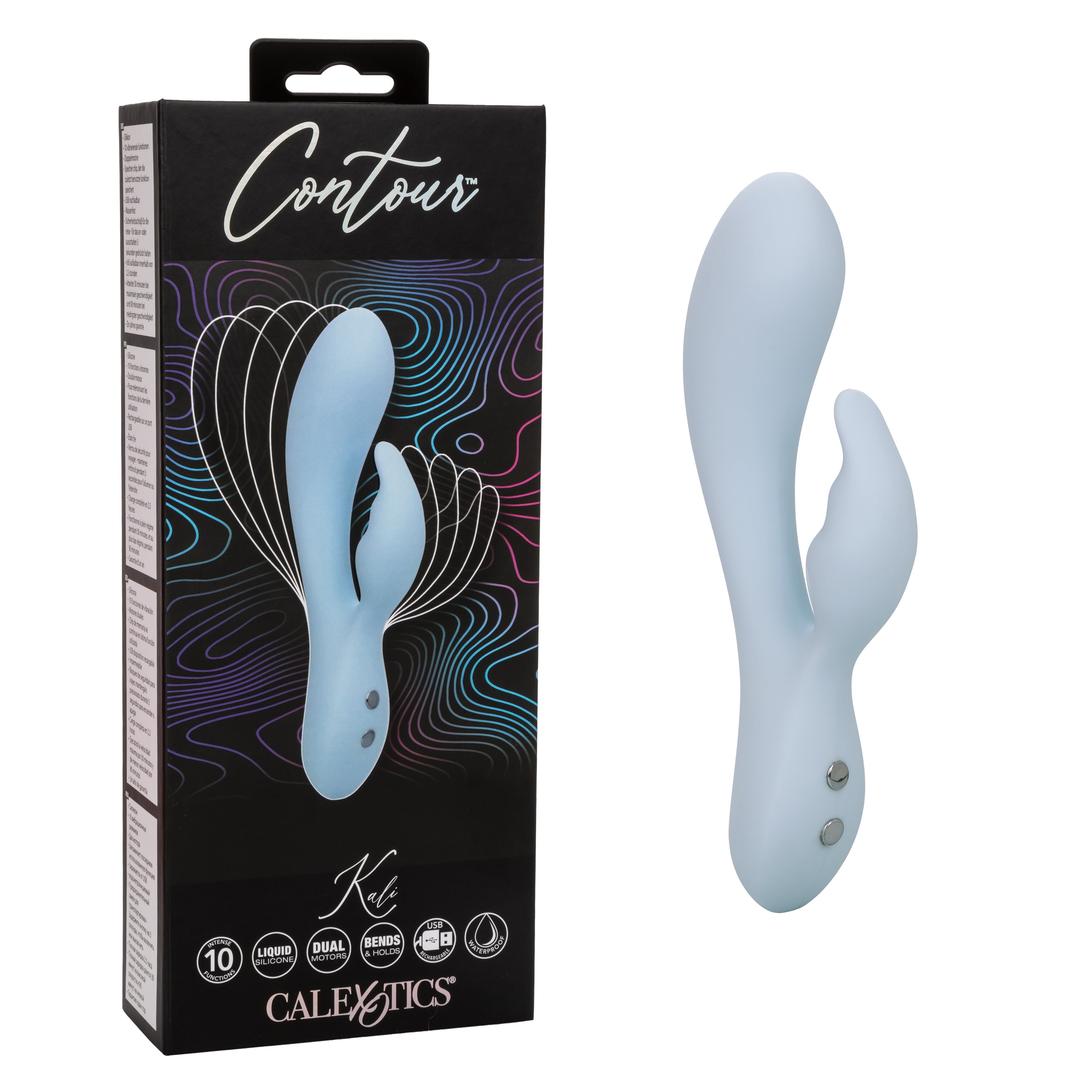 Contour Kali Flexible Dual Massager in Light Blue with 10 Vibration Functions and Rechargeable > Vibrators > Ladies > Rabbit