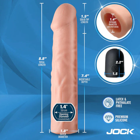 Jock Enhancers 1.5 Inch Vibrating Penis Extension with Remote Medium SLEEVES