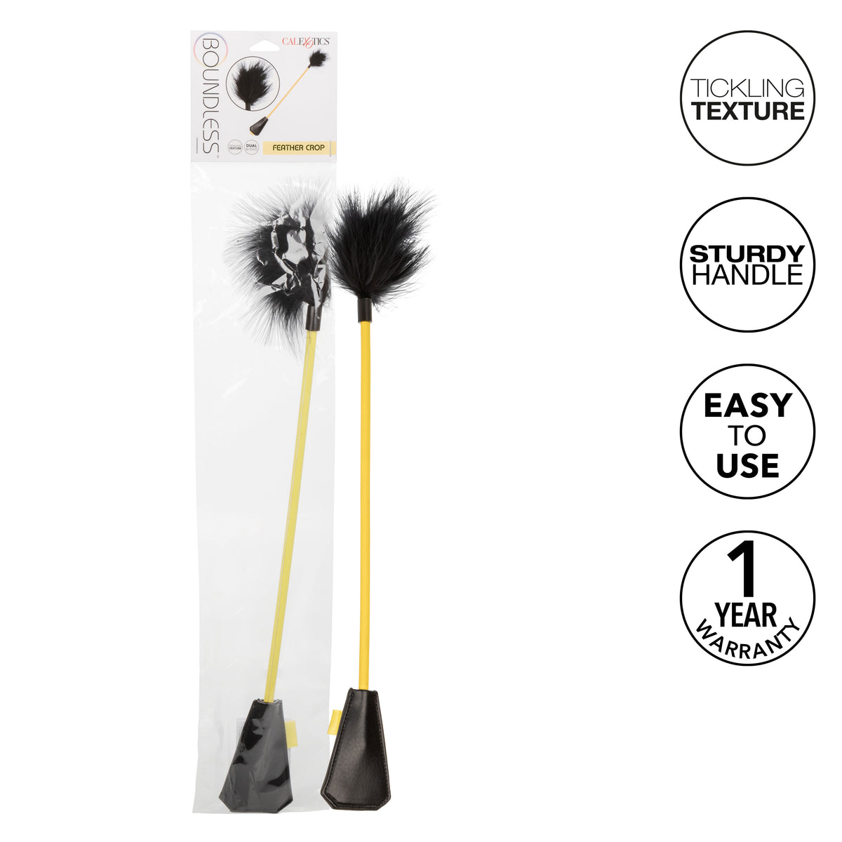 Boundless Feather Crop Black Faux Leather and Feather Tickler BDSM Dual Crop 15 Inch Black > Bondage Gear > Ticklers