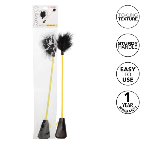 Boundless Feather Crop Black Faux Leather and Feather Tickler BDSM Dual Crop 15 Inch > Bondage Gear > Ticklers