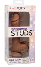Dual Density Silicone Studs 5 Inch 12.75 cm Brown Realistic Flexible Design with Suction Cup Base > Dildos > Slim Dildos
