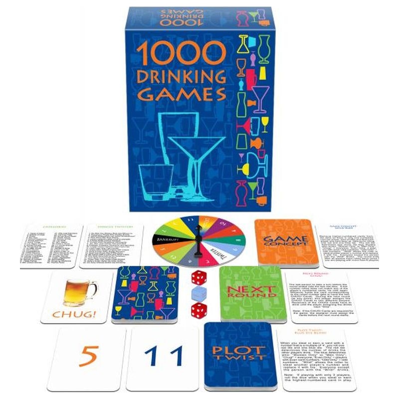 1000 Drinking Games Set with 10 Game Cards and Dice Default Title Board Games