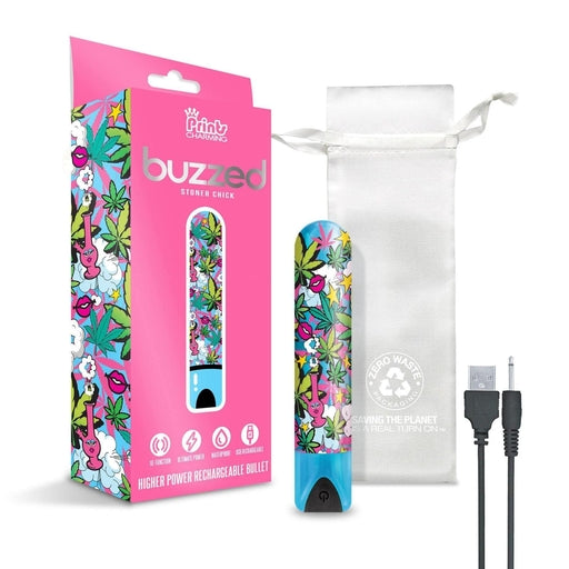 Prints Charming Buzzed Higher Power Stoner Chick Rechargeable Bullet Vibrator with 10 Vibration Modes and Free Drawstring Storage Bag Default Title BULLETS