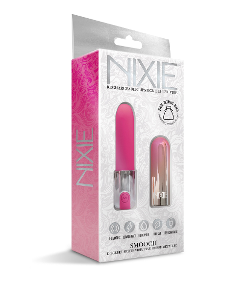 Nixie Smooch Rechargeable Lipstick Vibrator Pink Ombre 3.75 Inch Whisper Quiet Waterproof Default Title BULLETS