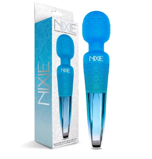 Nixie Rechargeable Wand Massager Blue Ombre Metallic 7.87 Inch with 20 Vibration Functions and 8 Speeds Default Title Electric Massager