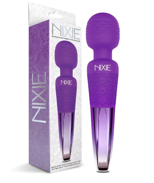 Nixie Rechargeable Wand Massager Purple Ombre Metallic 7.87 Inch with 20 Vibration Functions and 8 Speed Settings Default Title Electric Massager