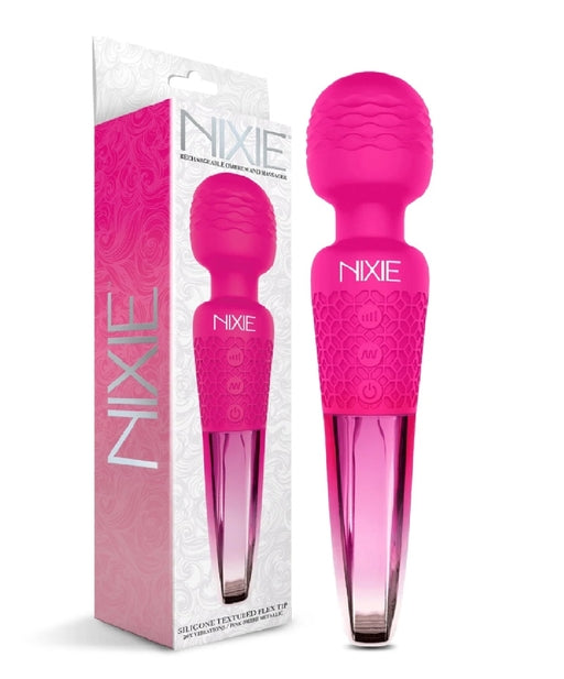 Nixie Rechargeable Wand Massager Pink Ombre Metallic 7.87 Inch Silicone Flexible Neck 8 Speeds 20 Vibration Functions Waterproof Default Title Electric Massager