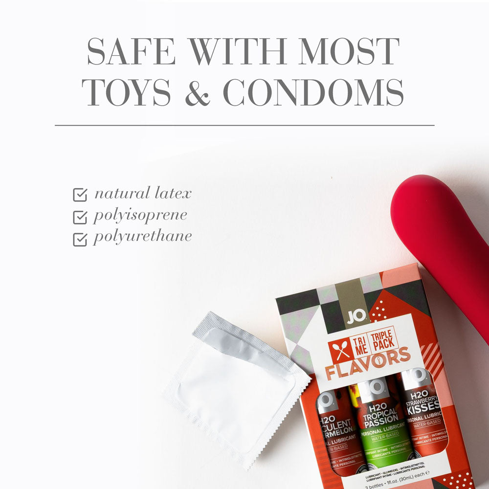 JO Tri-Me Triple Pack (Strawberry, Watermelon, Tropic Passion) – Flavored Lubricant Set 3 Pack 30ml ea Flavoured Lube