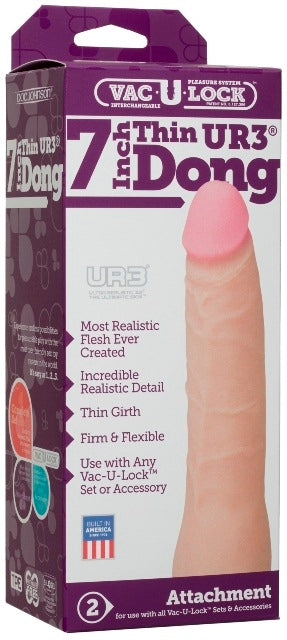Vac-U-Lock 7 Inch Ultraskyn Thin Dong Vanilla Realistic Toy > Dildos > Slim Dildos