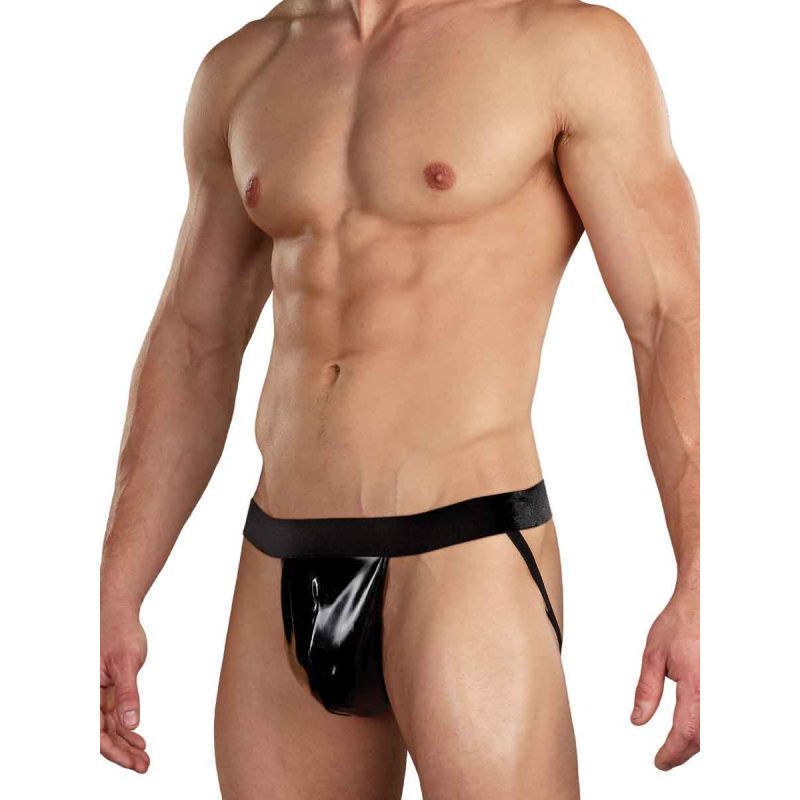 Male Power Jock - Faux Leather Four Way Stretch Brief - L/XL Black Large Extra Large > Clothes > Mens Latex