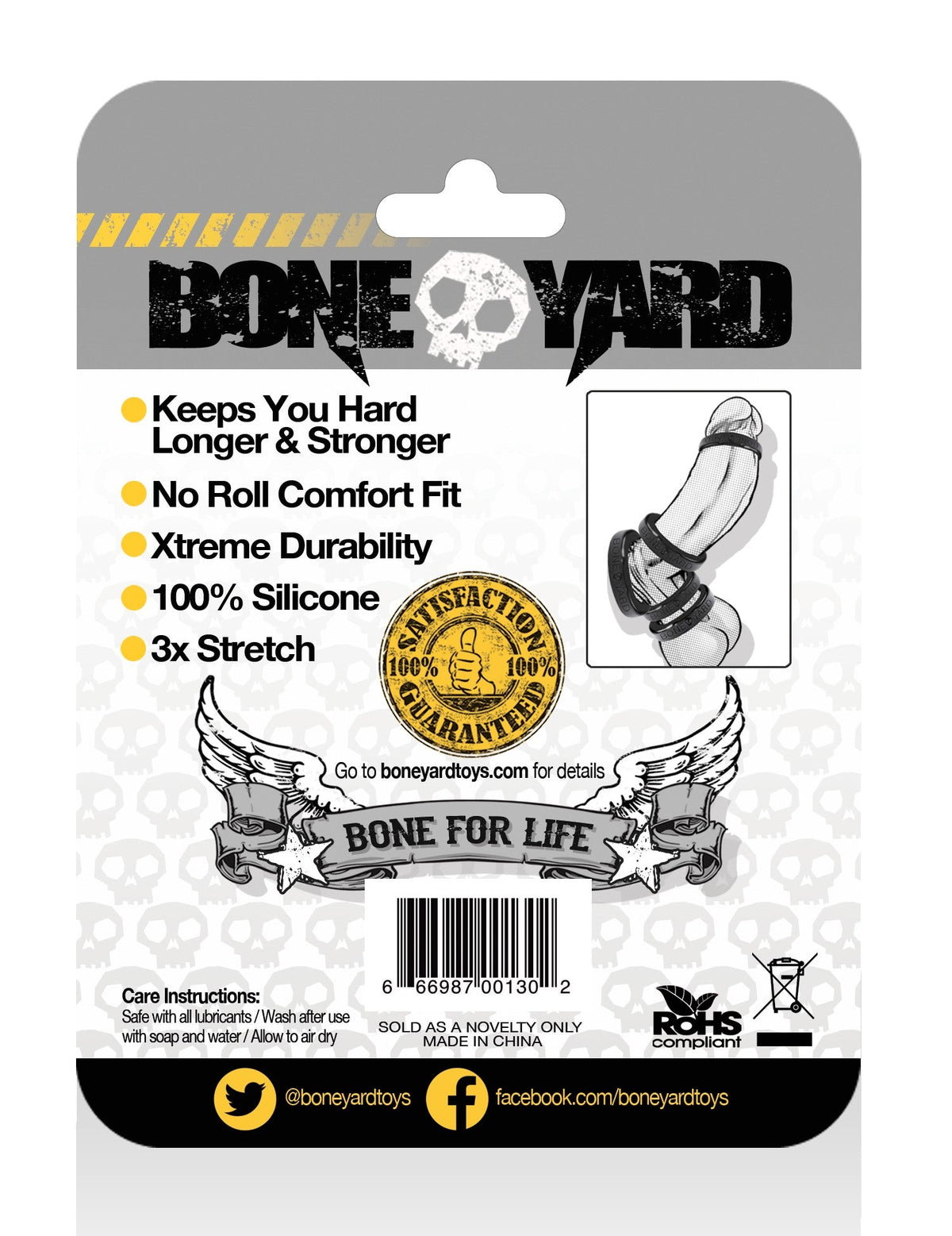 Boneyard Silicone Cock Ring - Size Options 30mm - 50mm > Cock Ring > Single