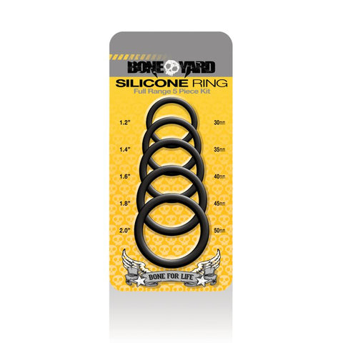 Boneyard Silicone Ring Five Piece Kit Black COCK RING Set