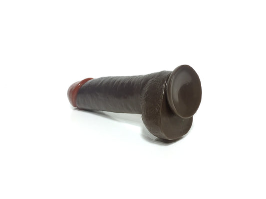 Dildo Black Balled 12in Thick Realistic Suction Cup