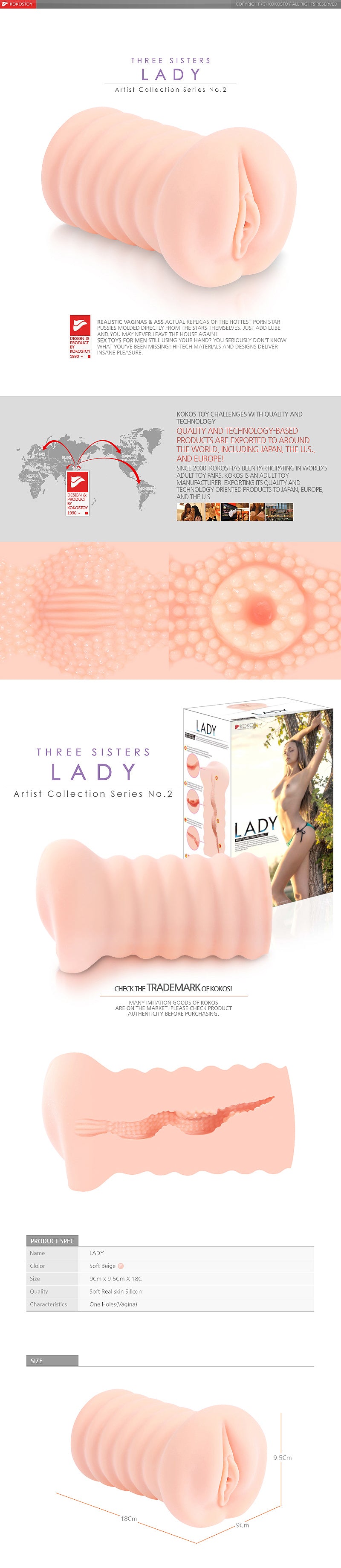 KOKOS Artist Collection Lady Masturbator Three Sisters Series Realistic Silicone Pleasure Device > Sex Toys For Men > Masturbators > Manual