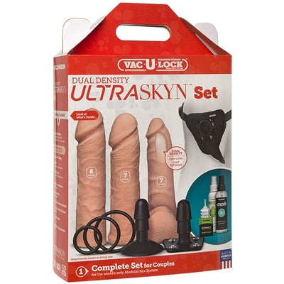 Vac-U-Lock Dual Density ULTRASKYN Set Vanilla with 7-Inch and 6-Inch Attachments and Adjustable Harness Default Title Dongs Realistic