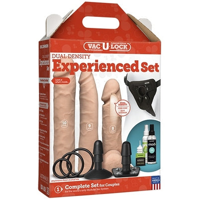 Vac-U-Lock Dual Density Experienced Set Vanilla With 8, 9, and 10 Inch Attachments and Adjustable Harness Default Title Dongs Realistic