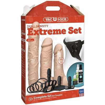 Vac-U-Lock Dual Density Extreme Set Vanilla With 10.5, 12, and 15.5 Inch ULTRASKYN Attachments and Adjustable Harness Default Title Dongs Realistic